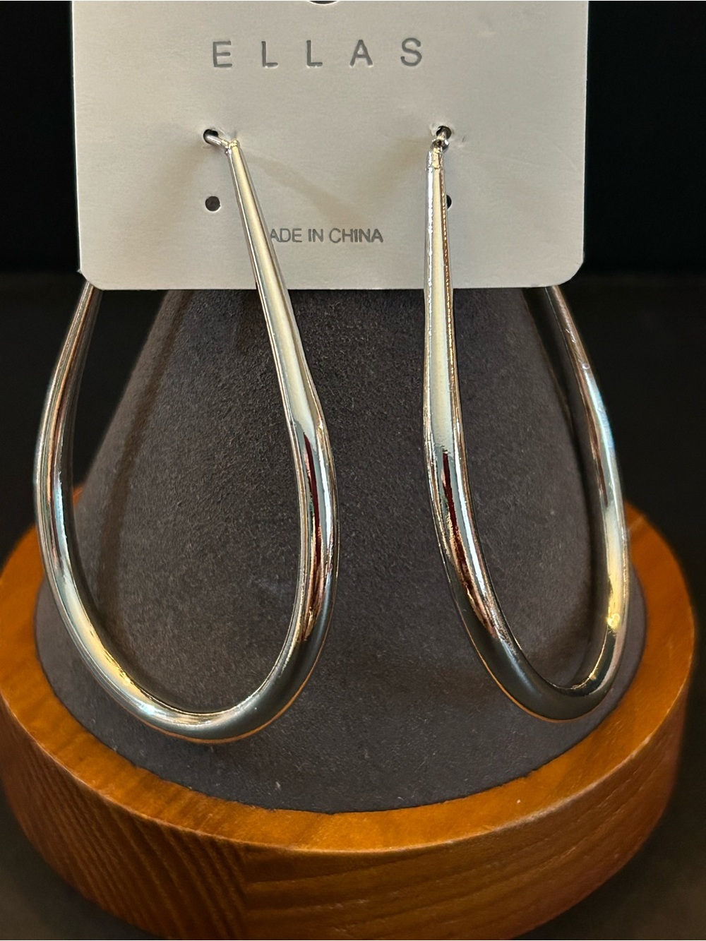 Ellas Polished Silver or Gold Oval Teardrop Hoop Earrings NWT